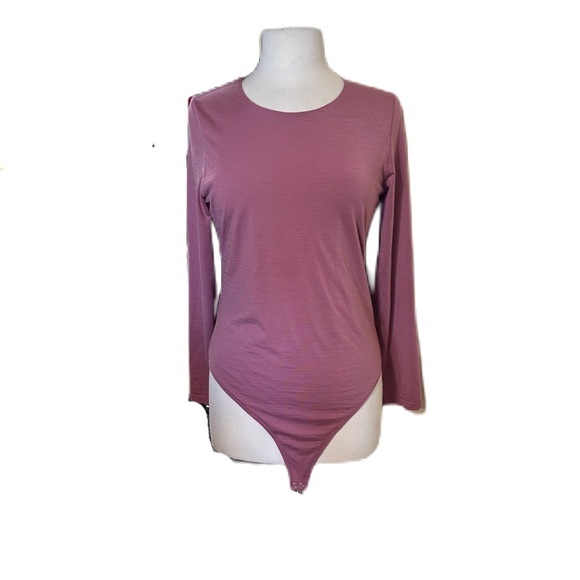 Woolx Sophia Womens Size L Pink Wool Tencel Blend Long Sleeve Bodysuit Top (K7) - Picture 1 of 4